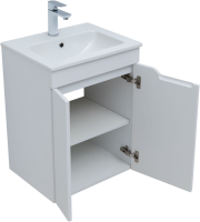 Тумба с раковиной Aquanet Практика 50 с дверцами, белая матовая