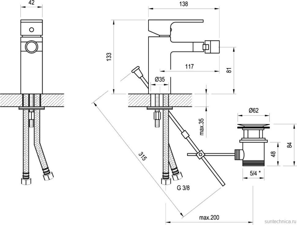 Смеситель для биде Ravak Chrome CR 055.00