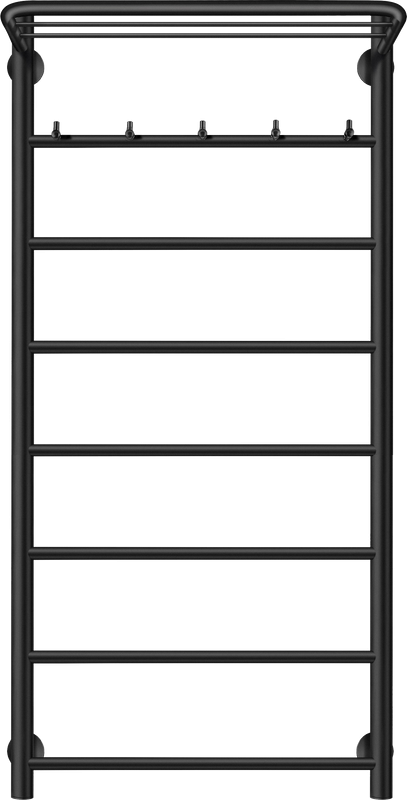 Полотенцесушитель водяной Secado Триада 1 КСП 100x55 см, матовый черный, лесенка, с полкой