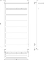Полотенцесушитель водяной Secado Триада 1 КСП 100x55 см, матовый черный, лесенка, с полкой