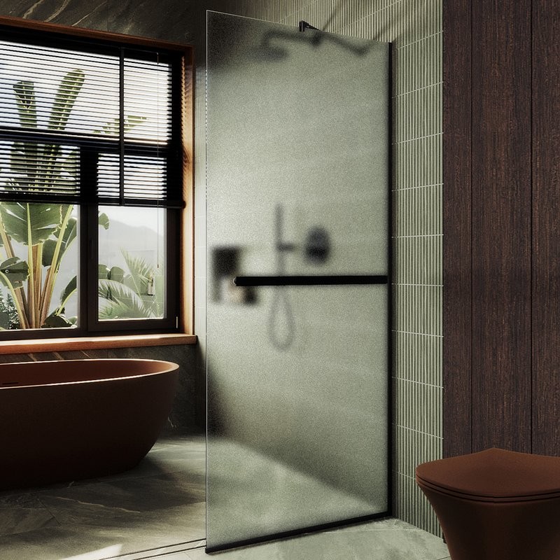 Душевая перегородка Maybahglass MGD-1463-6у 99 см, профиль черный, стекло сатин