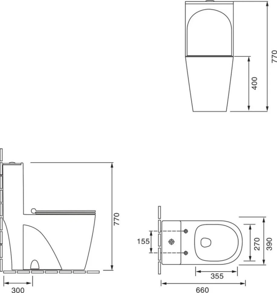 Унитаз-моноблок напольный SantiLine SL-5012SM-BD