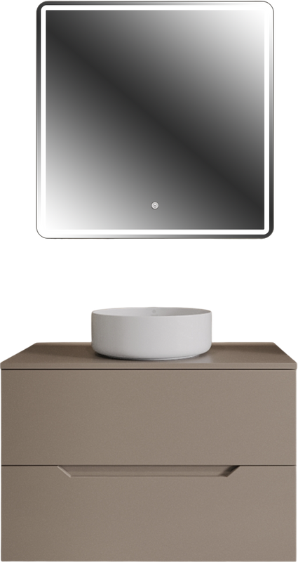 Мебель для ванной комнаты Orange Line 80 подвесная, 2 ящика, матовый латте с раковиной B09-360W