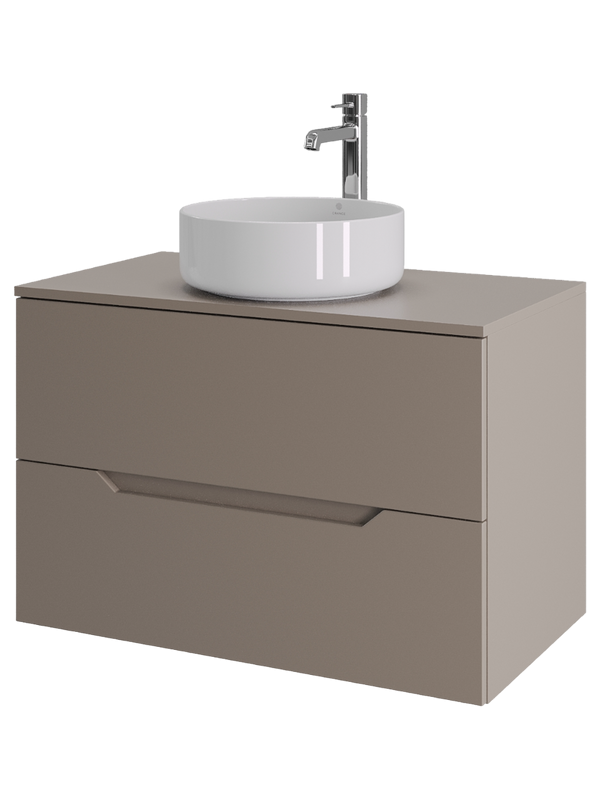 Мебель для ванной комнаты Orange Line 80 подвесная, 2 ящика, матовый латте с раковиной B09-360W