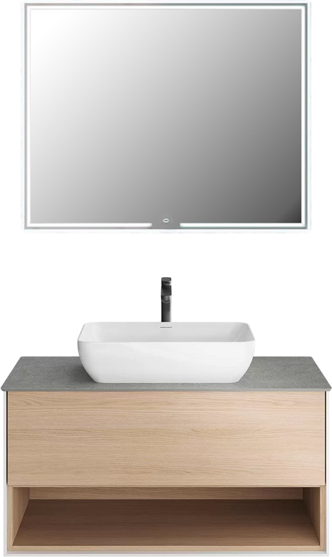 Мебель для ванной комнаты KERAMA MARAZZI Plaza Modern 100 с ящиком и полкой, дуб виченца