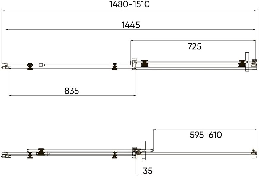 Душевая дверь в нишу Veconi Vianno VN-74 150 см,  профиль хром