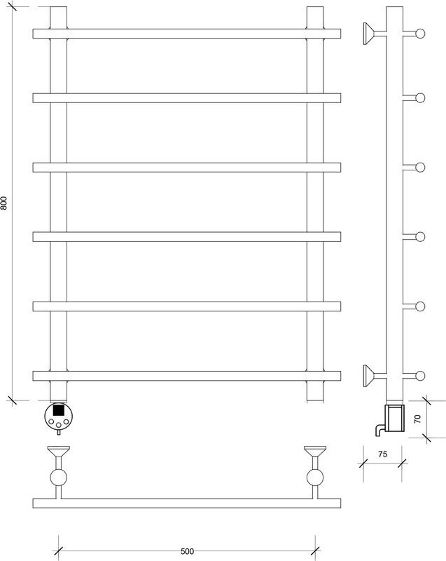Полотенцесушитель электрический Secado Турин 1 L 85x60 см, подключение слева, бронза, лесенка, латунь