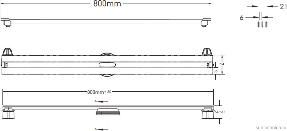 Душевой трап (лоток) Berges Super Slim 090154 80 см