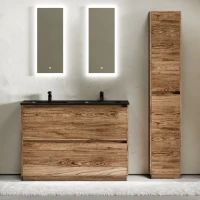 Мебель для ванной комнаты Sancos Libra Floor 120 дуб чарльстон, двойная черная раковина CN7004MB