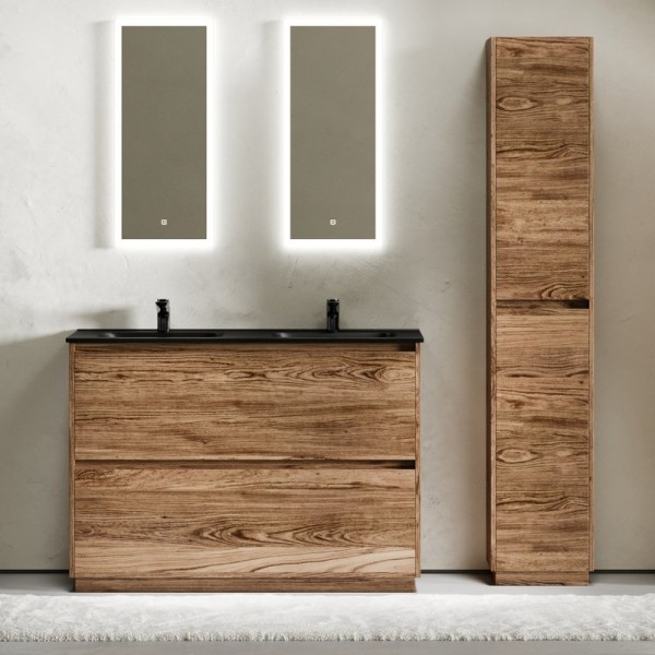 Мебель для ванной комнаты Sancos Libra Floor 120 дуб чарльстон, двойная черная раковина CN7004MB