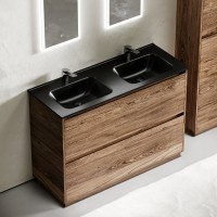 Мебель для ванной комнаты Sancos Libra Floor 120 дуб чарльстон, двойная черная раковина CN7004MB