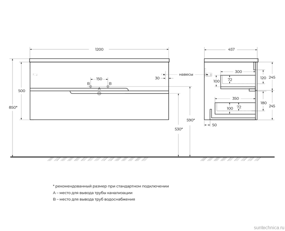 Тумба с раковиной Cezares Duet 120 bianco lucido, раковина Cezares CZR-8095-120