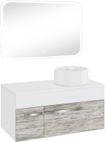 Мебель для ванной комнаты Runo Вудлайн 100 скандинавский дуб, раковина Sole 40