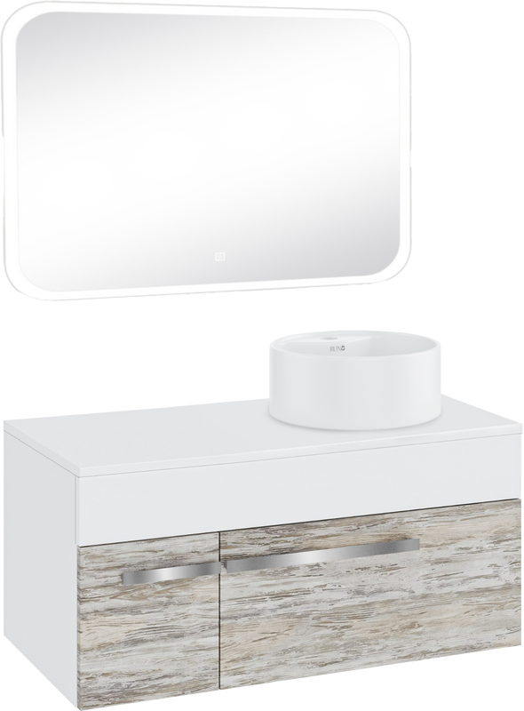Мебель для ванной комнаты Runo Вудлайн 100 скандинавский дуб, раковина Sole 40