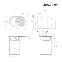 Мойка кухонная Ulgran U-107 -343 антрацит
