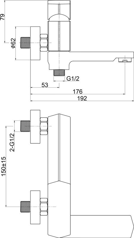 Смеситель для ванны с душем Cersanit Wisla 63056 хром