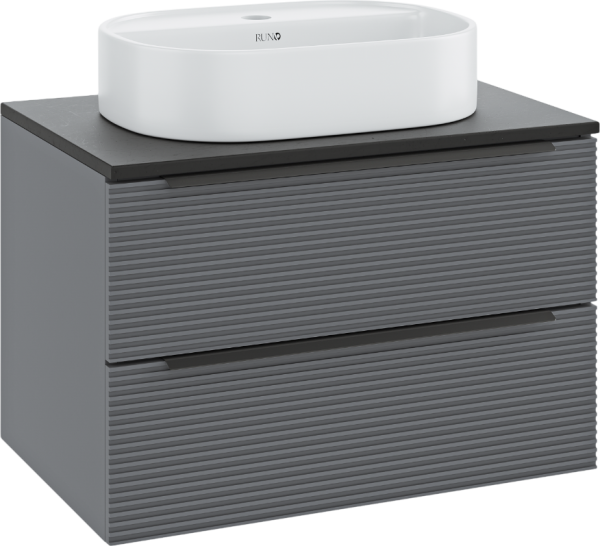 Тумба с раковиной Runo Орлеан 70 серая, черная, раковина Nuovo 50