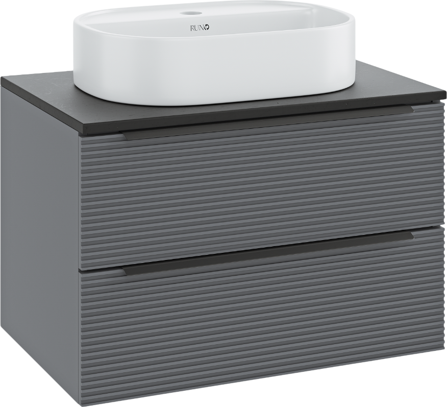 Тумба с раковиной Runo Орлеан 70 серая, черная, раковина Nuovo 50