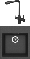 Комплект Мойка Florentina Липси 460 черная + Смеситель Rush MS9035-33Black черный