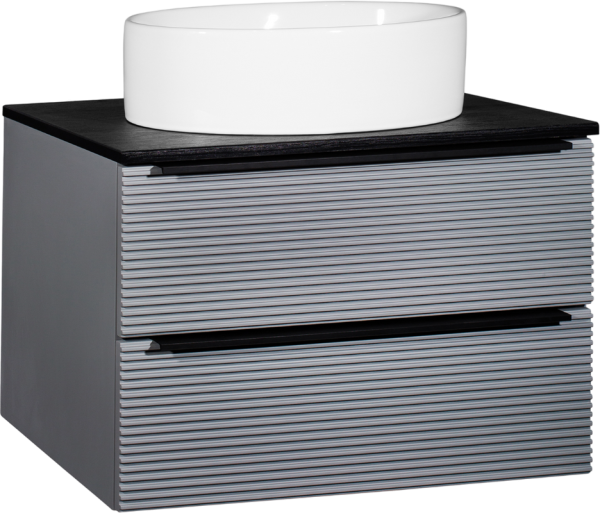 Тумба с раковиной Runo Орлеан 70 серая, черная, раковина Ovale 50