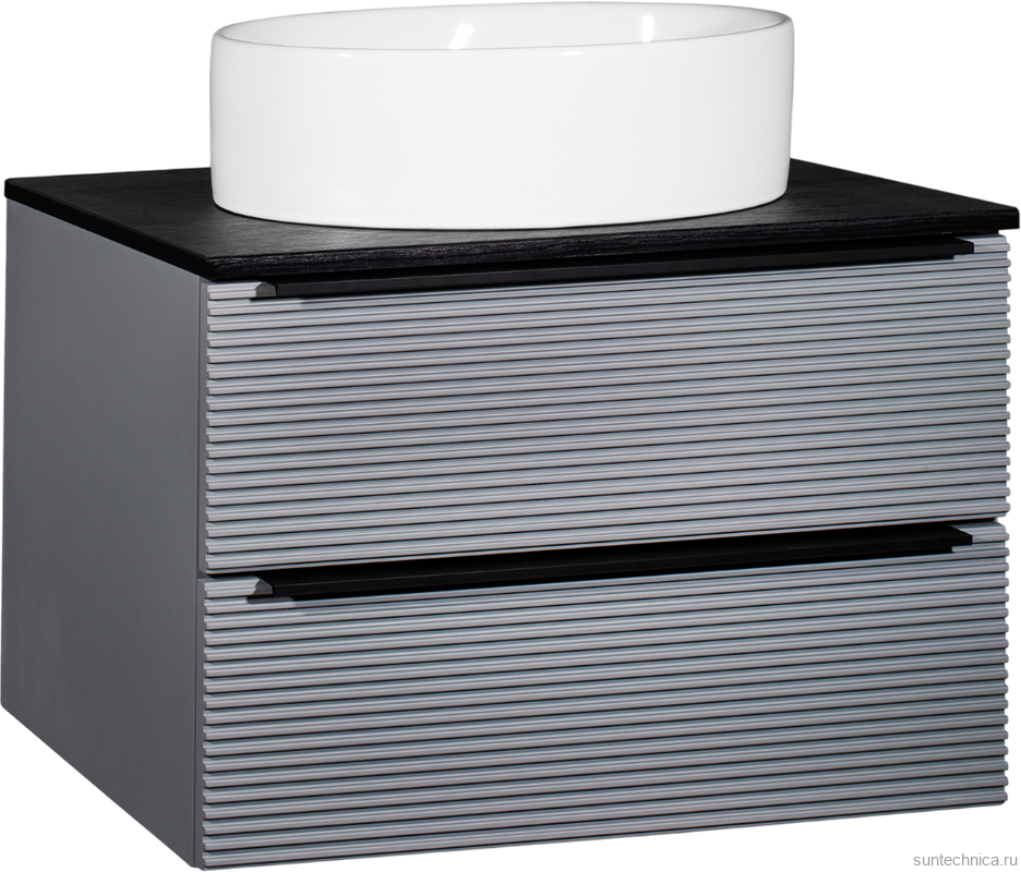 Тумба с раковиной Runo Орлеан 70 серая, черная, раковина Ovale 50