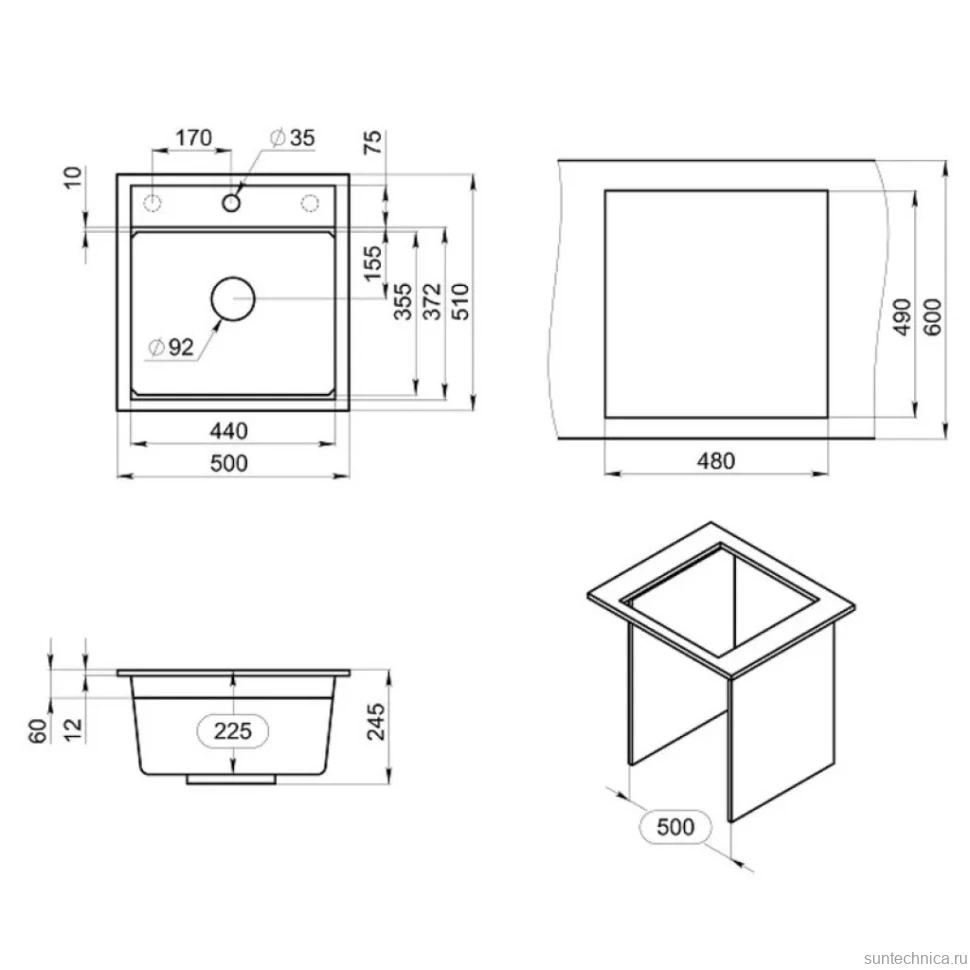 Мойка кухонная Granula Kitchen Space 5002i шварц