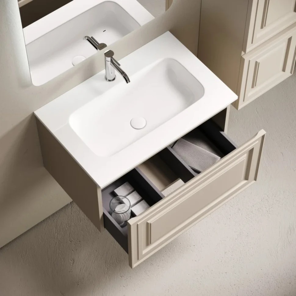 Мебель для ванной комнаты Sancos Very 70 подвесная, beige soft, раковина CN7031