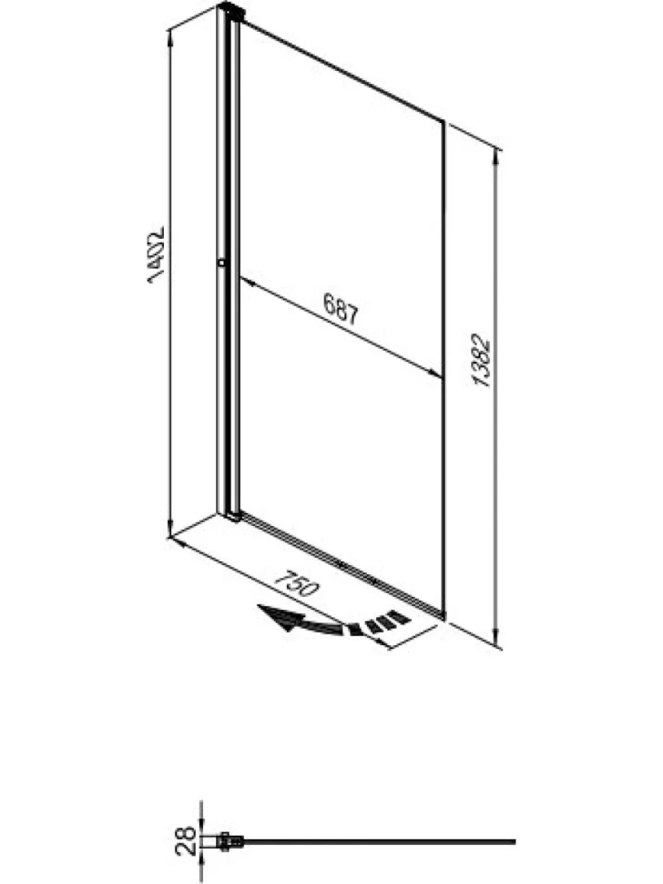 Шторка на ванну Triton Соло Щ0000051154 профиль черный матовый