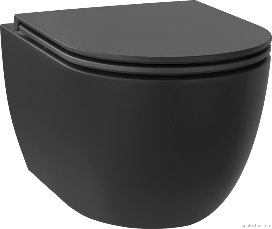 Унитаз подвесной Wellsee Chalice Perfection 182609001 безободковый, с микролифтом, матовый черный