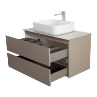 Тумба под раковину со столешницей BelBagno Kraft 90 подвесная, матовая бежевая, столешница kep-90-bo