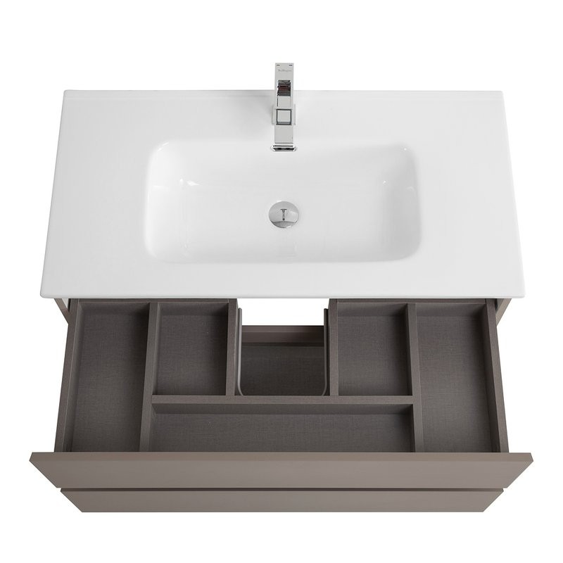 Тумба с раковиной BelBagno Kraft 80 подвесная, матовая бежевая, раковина bb800etl