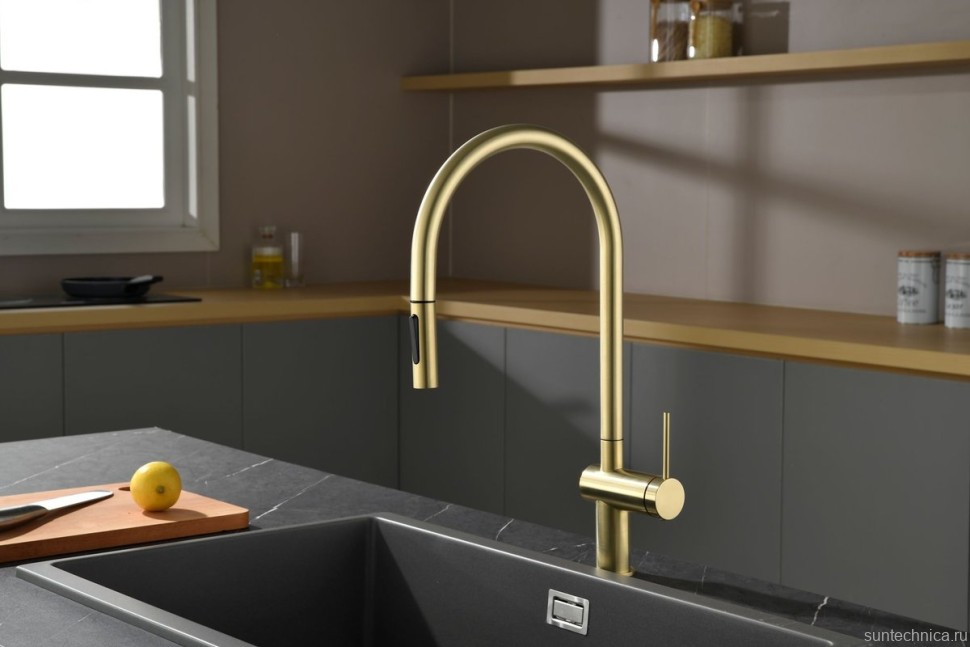 Смеситель для кухни AQUAme Cucina с выдвижным изливом AQM9901BG
