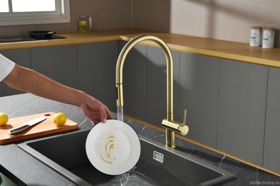 Смеситель для кухни AQUAme Cucina с выдвижным изливом AQM9901BG