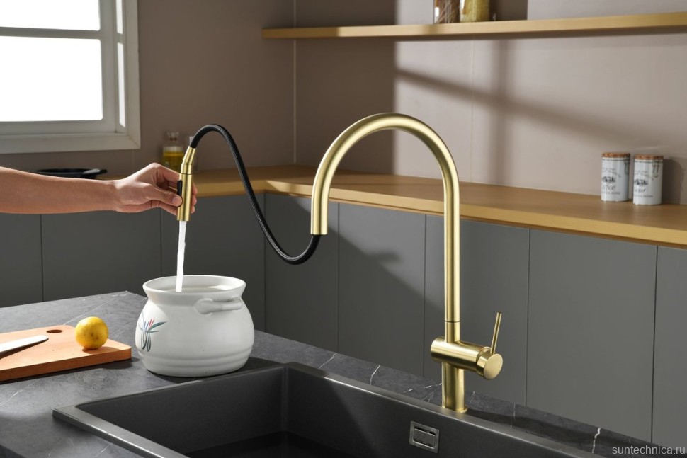 Смеситель для кухни AQUAme Cucina с выдвижным изливом AQM9901BG