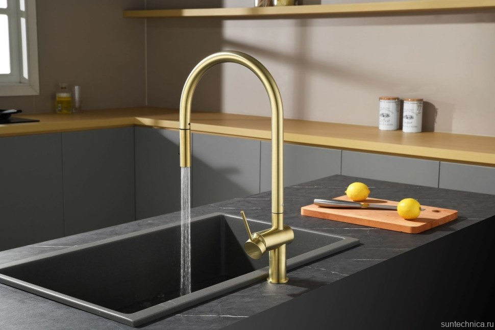 Смеситель для кухни AQUAme Cucina с выдвижным изливом AQM9901BG