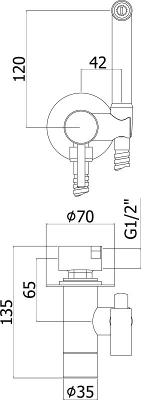 Гигиенический душ Paffoni Tweet Round ZDUP110BO со смесителем, С ВНУТРЕННЕЙ ЧАСТЬЮ