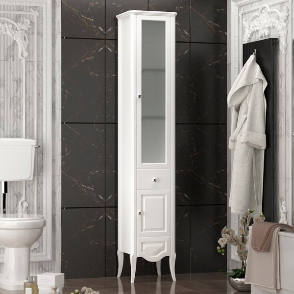 Шкаф пенал для ванной Opadiris Брунелла белый, R