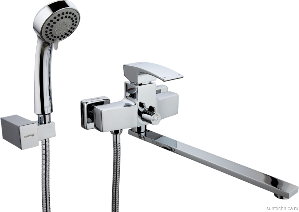 Смеситель с длинным изливом для ванны Gappo G07 G2207 хром