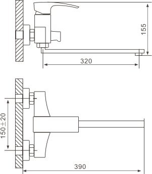 Смеситель с длинным изливом для ванны Gappo G07 G2207 хром