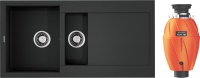 Комплект Мойка Omoikiri Sakaime 100-2-BL черная + Измельчитель Nagare 750