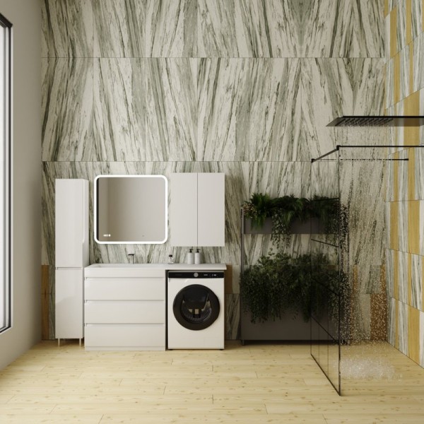 Мебель для ванной комнаты Style Line Даллас 150 Люкс Plus напольная, белая, 3 ящика L