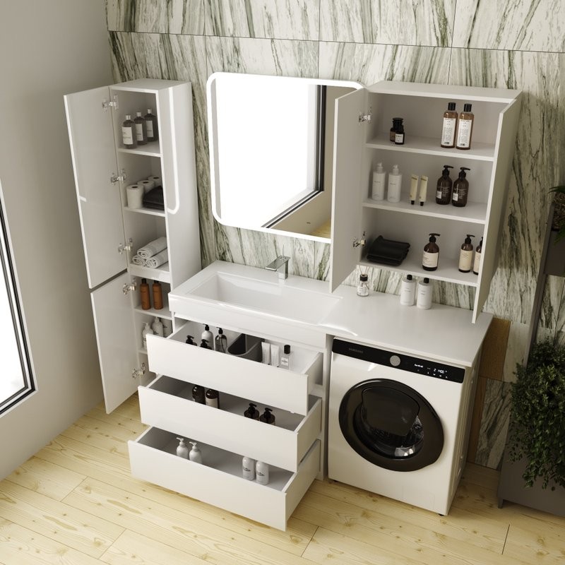 Мебель для ванной комнаты Style Line Даллас 150 Люкс Plus напольная, белая, 3 ящика L