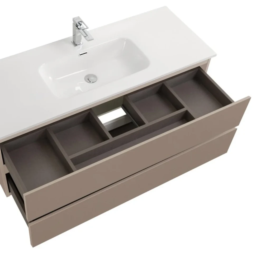 Тумба с раковиной BelBagno Kraft 120 подвесная, матовая бежевая, раковина bb1200etl