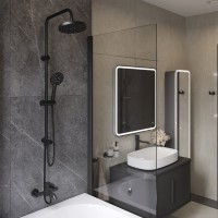 Мебель для ванной комнаты STWORKI Молде 95 антрацит, со столешницей