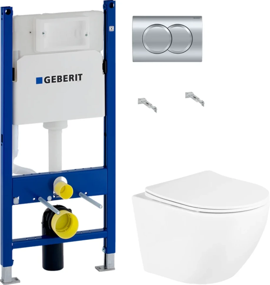 Комплект Унитаз подвесной BelBagno Uno + Инсталляция Geberit Duofix Delta 458.149.21.1 с кнопкой смыва, хром