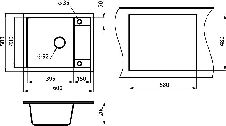 Мойка кухонная Granula 6002, базальт