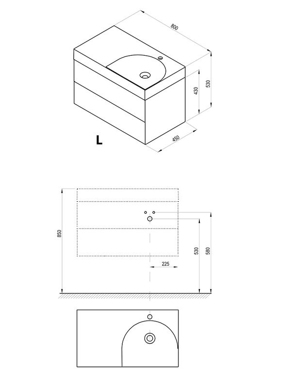 Тумба под раковину без столешницы Ravak Lite SD 80 L глянцевая белая