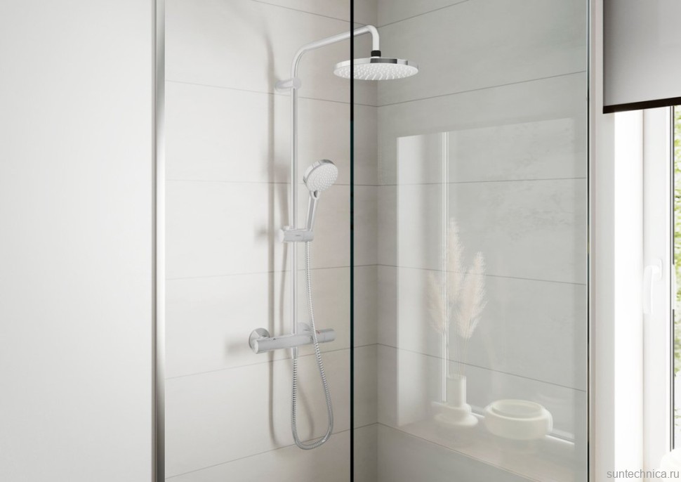 Душевая стойка Hansgrohe Vernis Shape 26318000 Showerpipe 200 1jet Green с термостатом, хром