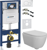 Комплект Унитаз подвесной DIWO Коломна 0700 с микролифтом + Крепления Geberit Duofix 111.815.00.1 к стене + Звукоизоляция + Инсталляция UP 320 111.300.00.5 + Кнопка Sigma 01 115.770.11.5 белая