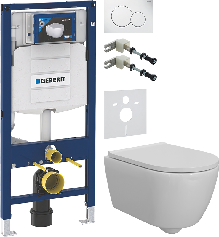 Комплект Унитаз подвесной DIWO Коломна 0700 с микролифтом + Крепления Geberit Duofix 111.815.00.1 к стене + Звукоизоляция + Инсталляция UP 320 111.300.00.5 + Кнопка Sigma 01 115.770.11.5 белая